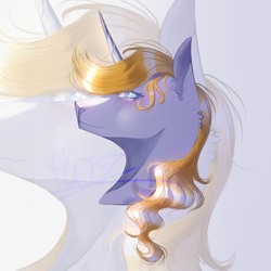 Size: 1024x1024 | Tagged: safe, artist:hoszzek, prince blueblood, pony, unicorn, g4, bust, ear fluff, horn, male, solo, stallion