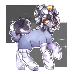 Size: 4000x4000 | Tagged: safe, artist:hoszzek, oc, oc only, pony, unicorn, abstract background, blushing, clothes, female, horn, leg warmers, mare, solo