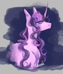 Size: 1700x2000 | Tagged: safe, artist:hoszzek, oc, oc only, pony, unicorn, curved horn, female, horn, mare, solo