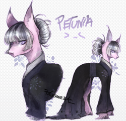 Size: 1899x1828 | Tagged: safe, artist:hoszzek, oc, oc only, oc:petunia, earth pony, pony, clothes, female, hair bun, mare, robe, solo