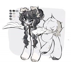 Size: 1440x1249 | Tagged: safe, artist:misty.mooon, oc, oc only, pegasus, pony, adoptable, clothes, ear piercing, earring, eyebrows, eyebrows visible through hair, female, jewelry, mare, one eye closed, paws, piercing, reference sheet, solo, spread wings, unshorn fetlocks, wings, wink