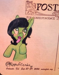 Size: 960x1227 | Tagged: safe, artist:puppofriendo, oc, oc:anon, oc:filly anon, earth pony, mare fair, ahegao, ahego meme, art meme, blushing, drawing, female, filly, mare, meme, open mouth, pencil, prismacolors, solo, tongue out