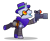 Size: 1280x1060 | Tagged: safe, artist:felikusstekill, pony, robot, robot pony, unicorn, g4, bandana, base used, brawl stars, brawler, crossover, glasses, gun, hat, horn, male, ponified, rico (brawl stars), solo, stallion, supercell, weapon