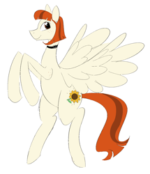 Size: 1284x1492 | Tagged: safe, artist:squeezy_squish, oc, oc only, oc:poppy posy, pegasus, pony, collar, pegasus oc, rearing, simple background, solo, spread wings, white background, wings