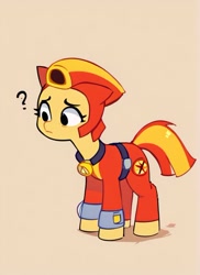 Size: 450x619 | Tagged: artist needed, source needed, safe, earth pony, pony, brawl stars, brawler, confused, crossover, female, mare, max (brawl stars), maxine, maxine (brawl stars), ponified, question mark, supercell, superhero costume