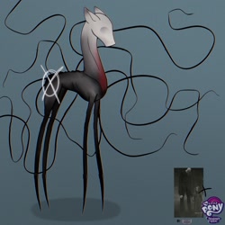 Size: 1600x1600 | Tagged: safe, artist:artsypaws, derpibooru exclusive, pony, concave belly, creepy, creepypasta, emaciated, long legs, photo, proxy, skinny, slenderman, solo, sternocleidomastoid, tall, tentacles, thin, thin legs