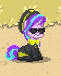 Size: 999x1257 | Tagged: safe, starlight glimmer, pony, unicorn, equestria at war mod, pony town, g4, black league, clothes, glasses, hat, horn, outdoors, the new order: last days of europe, uniform