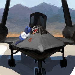 Size: 2000x2000 | Tagged: safe, artist:redruin01, pony, clipboard, clothes, duo, helmet, jacket, jet, outdoors, plane, runway, sr-71 blackbird