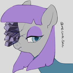 Size: 4096x4096 | Tagged: safe, artist:metaruscarlet, maud pie, earth pony, pony, g4, clothes, cracks, gem, gray background, simple background, solo