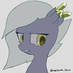 Size: 4096x4096 | Tagged: safe, artist:metaruscarlet, limestone pie, earth pony, pony, g4, cracks, crystal gore, gem, gray background, simple background, solo