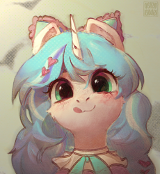 Size: 1836x2000 | Tagged: safe, artist:rvsd, oc, oc only, pony, unicorn, :3, :p, bow, bust, clothes, cute, hair bow, horn, looking at you, portrait, solo, tongue out