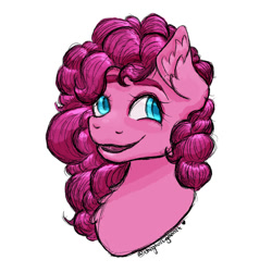 Size: 1080x1080 | Tagged: safe, artist:theghostigooart, pinkie pie, earth pony, g4, bust, female, simple background, solo, white background