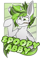 Size: 2160x3180 | Tagged: safe, artist:spoopy-abby, oc, oc only, oc:absinthe, pony, unicorn, badge, con badge, horn, solo