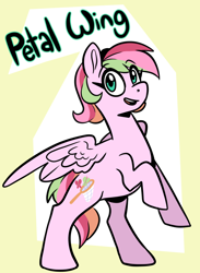 Size: 2118x2895 | Tagged: safe, artist:smirk, oc, oc only, oc:petal wing, magical lesbian spawn, offspring, parent:fluttershy, parent:rainbow dash, parents:flutterdash, solo, spread wings, wings