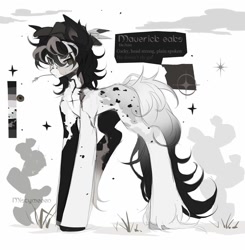 Size: 1440x1471 | Tagged: safe, artist:misty.mooon, oc, oc only, oc:maverick oaks, earth pony, pony, male, outdoors, reference sheet, solo, stallion, straw in mouth, unshorn fetlocks