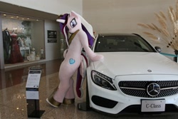 Size: 1200x800 | Tagged: safe, princess cadance, g4, 2017, car, fursuit, indoors, irl, photo, ponysuit, solo