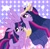 Size: 2048x1999 | Tagged: safe, artist:chaosimp2006, twilight sparkle, alicorn, pony, unicorn, mlp fim's fourteenth anniversary, g4, abstract background, ascension enhancement, duality, duo, female, happy birthday mlp:fim, horn, mare, older, older twilight, older twilight sparkle (alicorn), princess twilight 2.0, self paradox, self ponidox, time paradox, twilight sparkle (alicorn), twolight, unicorn twilight