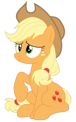 Size: 1900x3054 | Tagged: safe, artist:gmaplay, applejack, earth pony, pony, g4, female, mare, simple background, sitting, solo, transparent background