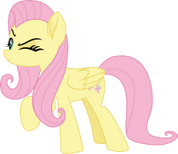 Size: 3458x3000 | Tagged: safe, artist:cloudy glow, fluttershy, pegasus, pony, g4, my little pony: friendship is magic, my little pony: rainbow roadtrip, female, mare, movie accurate, one eye closed, simple background, solo, transparent background, vector