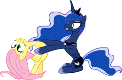 Size: 3800x2505 | Tagged: safe, artist:ryanthebrony, fluttershy, princess luna, alicorn, pegasus, pony, g4, luna eclipsed, my little pony: friendship is magic, duo, duo female, female, mare, simple background, transparent background, vector