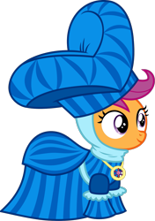 Size: 852x1212 | Tagged: safe, artist:jeatz-axl, scootaloo, pegasus, pony, for whom the sweetie belle toils, g4, my little pony: friendship is magic, .svg available, clothes, dress, hat, princess scootaloo, simple background, solo, svg, transparent background, vector