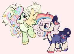 Size: 2176x1593 | Tagged: safe, artist:lastunicorn666, oc, oc only, oc:hollie hobby, oc:melon cream soda, earth pony, pegasus, pony, duo, female, mare