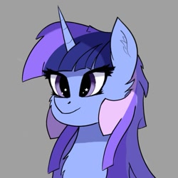 Size: 751x751 | Tagged: safe, artist:tempestshine, oc, oc only, oc:flawless sparklemoon, pony, unicorn, my little pony the movie: the death of twilight sparkle, female, fusion, fusion:trixie, fusion:twilight sparkle, fusion:twixie, gray background, hatless, horn, mare, missing accessory, simple background, solo, unicorn oc