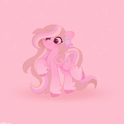 Size: 2480x2480 | Tagged: safe, artist:starburstuwu, oc, oc only, oc:petal twinkle, pegasus, pony, blushing, female, mare, smiling, solo, standing on two hooves, unshorn fetlocks