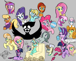 Size: 1884x1514 | Tagged: safe, artist:ponconcarnal, bon bon, carrot top, cheerilee, fluttershy, golden harvest, helia, junebug, lyra heartstrings, marble pie, ms. harshwhinny, nurse redheart, pinkie pie, princess cadance, rarity, roma, starlight glimmer, stellar flare, sweetie drops, twilight sparkle, alicorn, earth pony, pegasus, pony, unicorn, g4, angry, candy, chair, chef's hat, clothes, confused, crown, drink, drinking, drinking straw, female, food, gray background, grin, hat, horn, jewelry, juice, lollipop, looking at you, magic, mare, necklace, nurse hat, oats, rain, regalia, simple background, sketch, sketch dump, smiling, speech bubble, starlight glimmer is not amused, sweat, telekinesis, tired, tongue out, tree branch, unamused, unicorn twilight, wall of tags