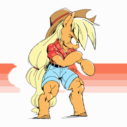 Size: 2048x2048 | Tagged: safe, artist:jisito, applejack, earth pony, anthro, g4, clothes, pants, plaid shirt, shirt