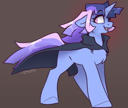 Size: 2738x2314 | Tagged: safe, artist:itsspoops, oc, oc only, oc:flawless sparklemoon, pony, unicorn, my little pony the movie: the death of twilight sparkle, cape, clothes, fangs, female, fusion, fusion:trixie, fusion:twilight sparkle, fusion:twixie, horn, mare, solo