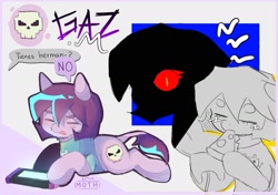 Size: 1600x1129 | Tagged: safe, artist:sirm0th, earth pony, abstract background, female, invader zim, mare, solo, spanish, spanish text