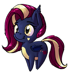 Size: 713x742 | Tagged: safe, artist:uteuk, oc, oc only, oc:nightingale ode, bat pony, bat pony oc, female, happy, simple background, smol, solo, transparent background