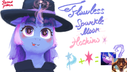 Size: 820x466 | Tagged: safe, artist:some_ponu, oc, oc:flawless sparklemoon, pony, unicorn, my little pony the movie: the death of twilight sparkle, ai hoshino, anime, female, fusion, fusion:trixie, fusion:twilight sparkle, fusion:twixie, horn, mare, oshi no ko