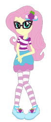 Size: 248x588 | Tagged: safe, artist:selenaede, artist:user15432, fluttershy, human, equestria girls, g4, andrea libman, base used, bow, clothes, crossover, dork, dress, flutternerd, glasses, hair bow, looking at you, nerd, pigeon toed, shoes, simple background, smiling, smiling at you, socks, solo, stockings, strawberry shortcake, strawberry shortcake's berry bitty adventures, striped socks, sweet grapes, thigh highs, transparent background, voice actor joke