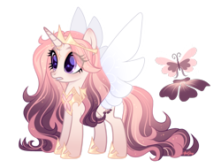 Size: 3027x2298 | Tagged: safe, artist:afterglory, oc, oc only, hybrid, pony, unicorn, g4, adoptable, adoptable open, artificial wings, augmented, base use, big eyes, blushing, colored eyebrows, colored pupils, crown, ear blush, eye clipping through hair, eyeshadow, female, female oc, frown, gradient legs, gradient mane, gradient tail, hoof shoes, horn, horn jewelry, horn ring, interspecies offspring, jewelry, long mane, long tail, magic, magic wings, makeup, mare, mare oc, multicolored mane, multicolored tail, next generation, nose blush, offspring, parent:discord, parent:fluttershy, parents:discoshy, peytral, pink eyeshadow, princess shoes, profile, purple eyes, purple pupils, regalia, ring, simple background, solo, sparkles, sparkly mane, sparkly tail, spread wings, standing, tail, three quarter view, tiara, transparent background, unicorn horn, unicorn oc, wavy mane, wavy tail, wings, yellow coat