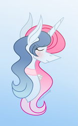 Size: 1159x1871 | Tagged: safe, artist:darbypop1, oc, oc only, oc:melody everbelle, pony, unicorn, bust, crying, female, gradient background, horn, mare, portrait, solo