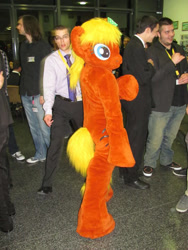 Size: 480x640 | Tagged: safe, artist:atalonthedeer, oc, oc only, oc:boomerang bugger, human, galacon, 2012, fursuit, irl, irl human, photo, ponysuit, solo focus