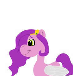 Size: 1050x1104 | Tagged: safe, anonymous artist, derpibooru exclusive, pipp petals, pegasus, pony, g5, colored, flat colors, minimalist, side view, simple background, smiling, solo