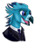 Size: 2348x2964 | Tagged: safe, artist:jack-varus, oc, oc only, oc:ocean squall, classical hippogriff, hippogriff, mlp fim's fourteenth anniversary, beak, bust, clothes, costume, fake teeth, fangs, hippogriff oc, male, portrait, simple background, solo, suit, transparent background, vampire costume