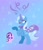 Size: 1499x1723 | Tagged: safe, artist:toothpaste_spl, starlight glimmer, trixie, pony, g4, abstract background, autism creature, cape, clothes, duo, duo female, female, frown, gradient background, magic, open mouth, open smile, rearing, smiling, trixie's cape