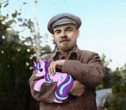 Size: 3000x2634 | Tagged: safe, artist:aubs, starlight glimmer, human, pony, unicorn, holding a pony, horn, lenin, newbie artist training grounds, photo, photomanipulation, vladimir lenin