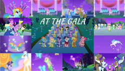 Size: 1280x720 | Tagged: safe, edit, edited screencap, editor:quoterific, screencap, amethyst star, applejack, blaze, blue moon (g4), blueberry cloud, bruce mane, carrot top, chocolate sun, derpy hooves, diamond mint, drizzle, eclair créme, fine line, fire streak, fleetfoot, fluttershy, golden harvest, high winds, lemony gem, lightning streak, linky, masquerade, maxie, merry may, north star, orange blossom, orion, parasol, perfect pace, pinkie pie, prim posy, princess celestia, rainbow dash, rainbowshine, rarity, sea swirl, seafoam, shoeshine, shooting star (g4), south pole (g4), sparkler, spring melody, sprinkle medley, star dream, star gazer, sunshower raindrops, surprise (g4), twilight sparkle, alicorn, butterfly, earth pony, pegasus, pony, unicorn, g4, season 1, the best night ever, at the gala, canterlot castle, clothes, collage, dress, female, fireworks, fluttershy's first gala dress, formal wear, gala dress, gown, male, mane six, mare, pinkie pie's first gala dress, rainbow dash's first gala dress, rarity's first gala dress, singing, stallion, unicorn twilight, uniform, wonderbolts, wonderbolts uniform