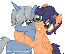 Size: 750x624 | Tagged: safe, artist:xiaotanhuan, oc, oc only, pegasus, pony, unicorn, horn