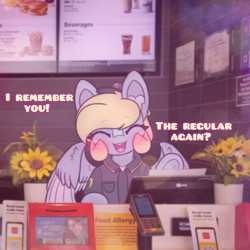 Size: 2664x2664 | Tagged: safe, artist:sodapop sprays, part of a set, derpy hooves, pegasus, pony, series:derpy can't catch a break, mcdonald's, part of a series, text