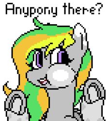 Size: 450x510 | Tagged: safe, artist:nukepony360, oc, oc only, oc:odd inks, pegasus, pony, against glass, artfight, breaking the fourth wall, bust, coat markings, digital art, female, folded wings, glass, looking at you, mare, pixel art, portrait, simple background, socks (coat markings), solo, splotches, text, transparent background, wings