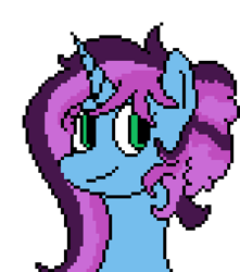 Size: 450x510 | Tagged: safe, artist:nukepony360, oc, oc only, oc:periwinkle, pony, unicorn, artfight, bust, digital art, female, horn, mare, pixel art, portrait, simple background, solo, transparent background