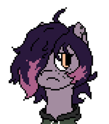 Size: 450x510 | Tagged: safe, artist:nukepony360, oc, oc only, oc:ravenhart, earth pony, artfight, bust, clothes, digital art, ear piercing, female, hoodie, mare, piercing, pixel art, portrait, simple background, solo, transparent background, unkempt mane