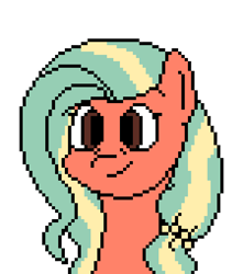 Size: 450x510 | Tagged: safe, artist:nukepony360, oc, oc only, oc:sandy scribe, earth pony, pony, artfight, bust, digital art, female, hair tie, mare, pixel art, portrait, simple background, solo, transparent background