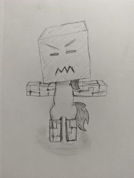 Size: 3072x4080 | Tagged: safe, artist:craftycirclepony, oc, oc only, oc:filly anon, earth pony, bipedal, box, cardboard box, clothes, costume, cute, female, filly, foal, looking at you, pencil drawing, robot costume, solo, traditional art